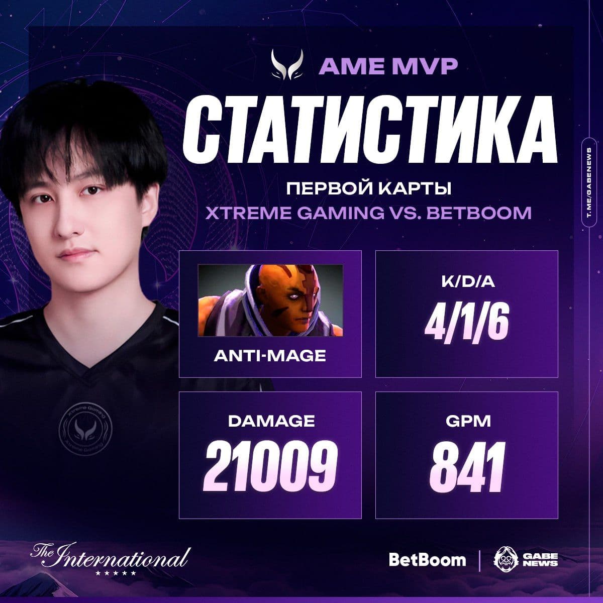 Чьёза «Ame» Красавчик признан MVP первой карты в Dota 2