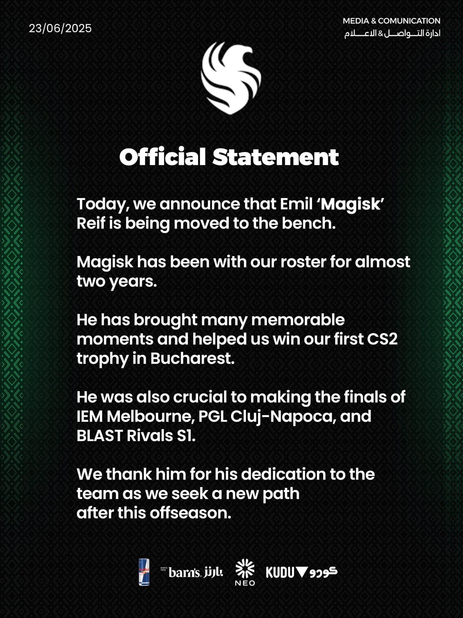 Magisk покидает Falcons: конец эпохи и новые вызовы