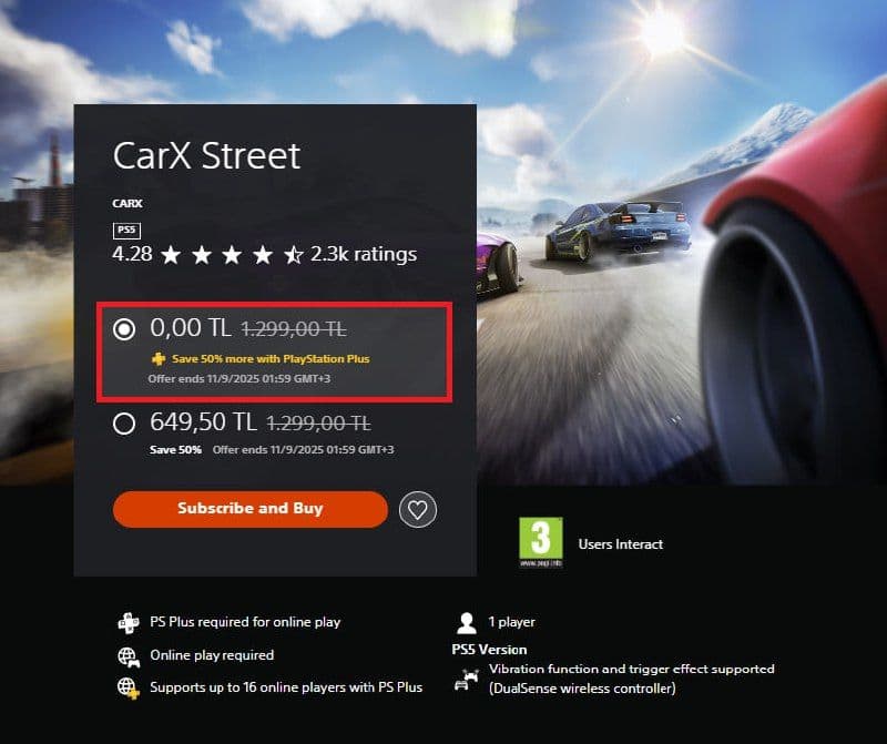 Подписчики PS Plus могут бесплатно получить CarX Street в PS Store