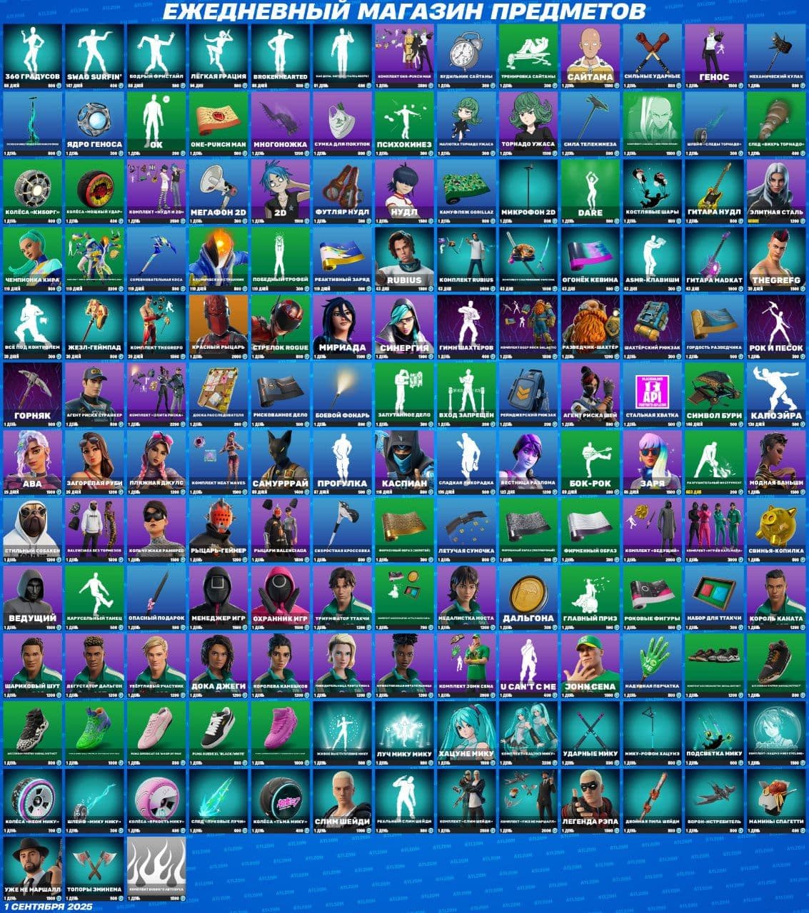 🚀 Обновление магазина предметов Fortnite: что нового 1 сентября 2025 года