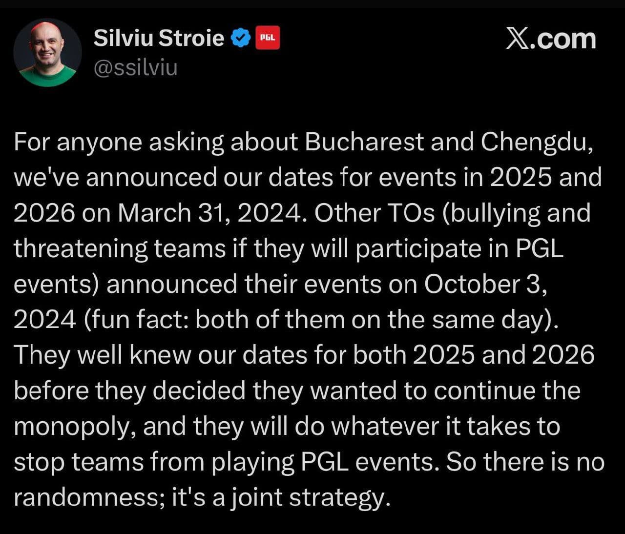 PGL обвиняет турнирных операторов в шантаже команд CS2 и создании монополии