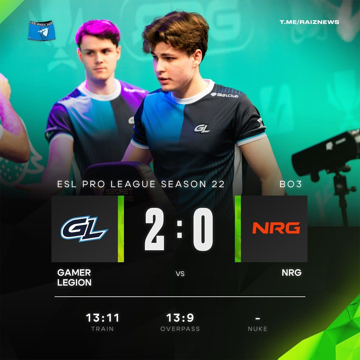 GamerLegion уверенно побеждают NRG в серии из двух карт