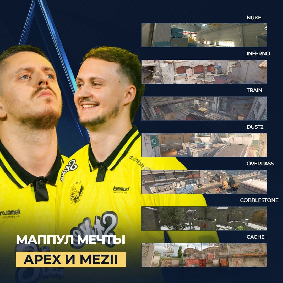 Профессиональные игроки apEX и mezii предлагают обновленный маппул для CS2