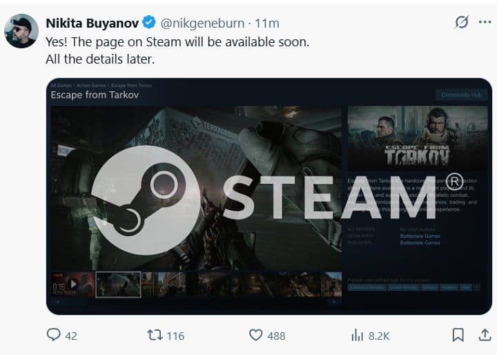 Escape From Tarkov официально появится в Steam