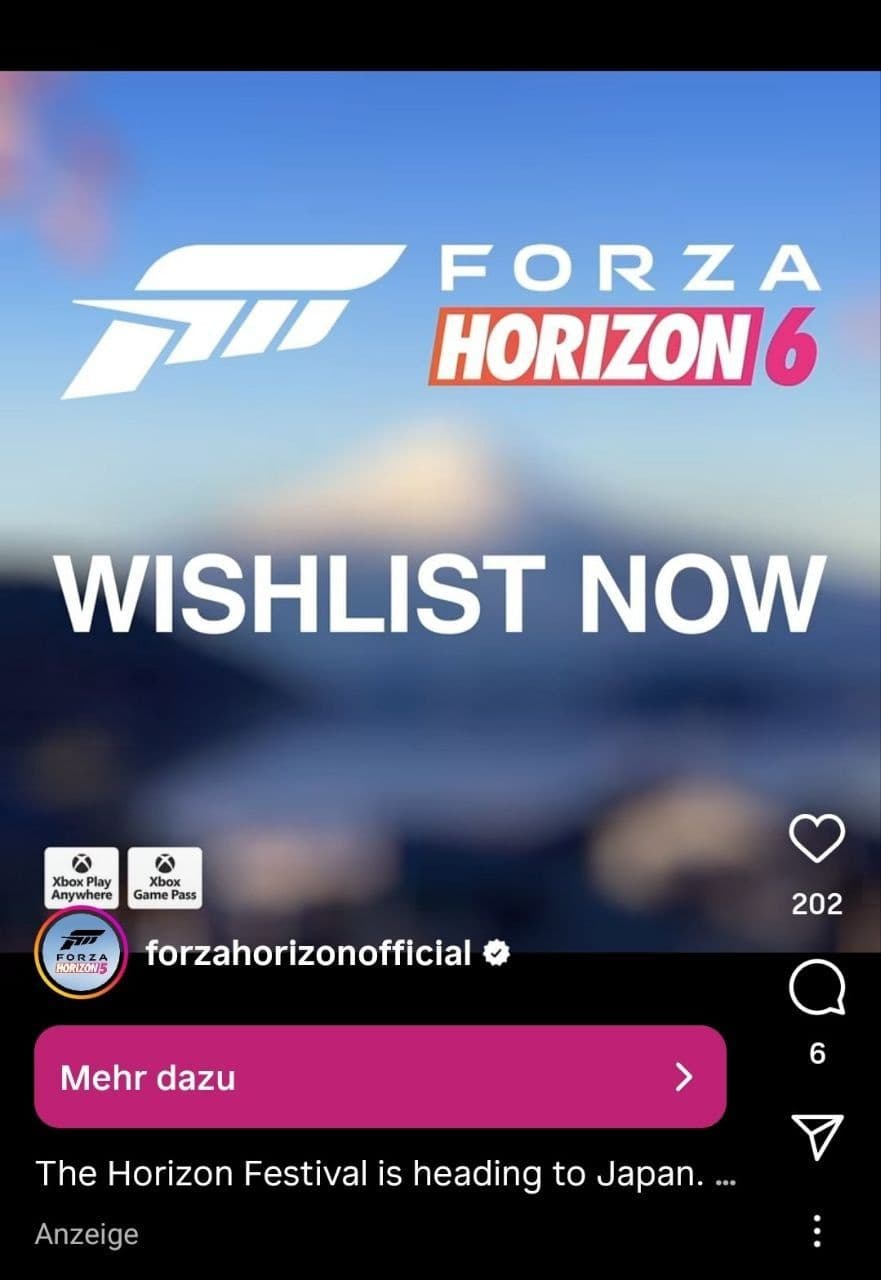 Microsoft случайно раскрыла анонс Forza Horizon 6 в рекламе Instagram