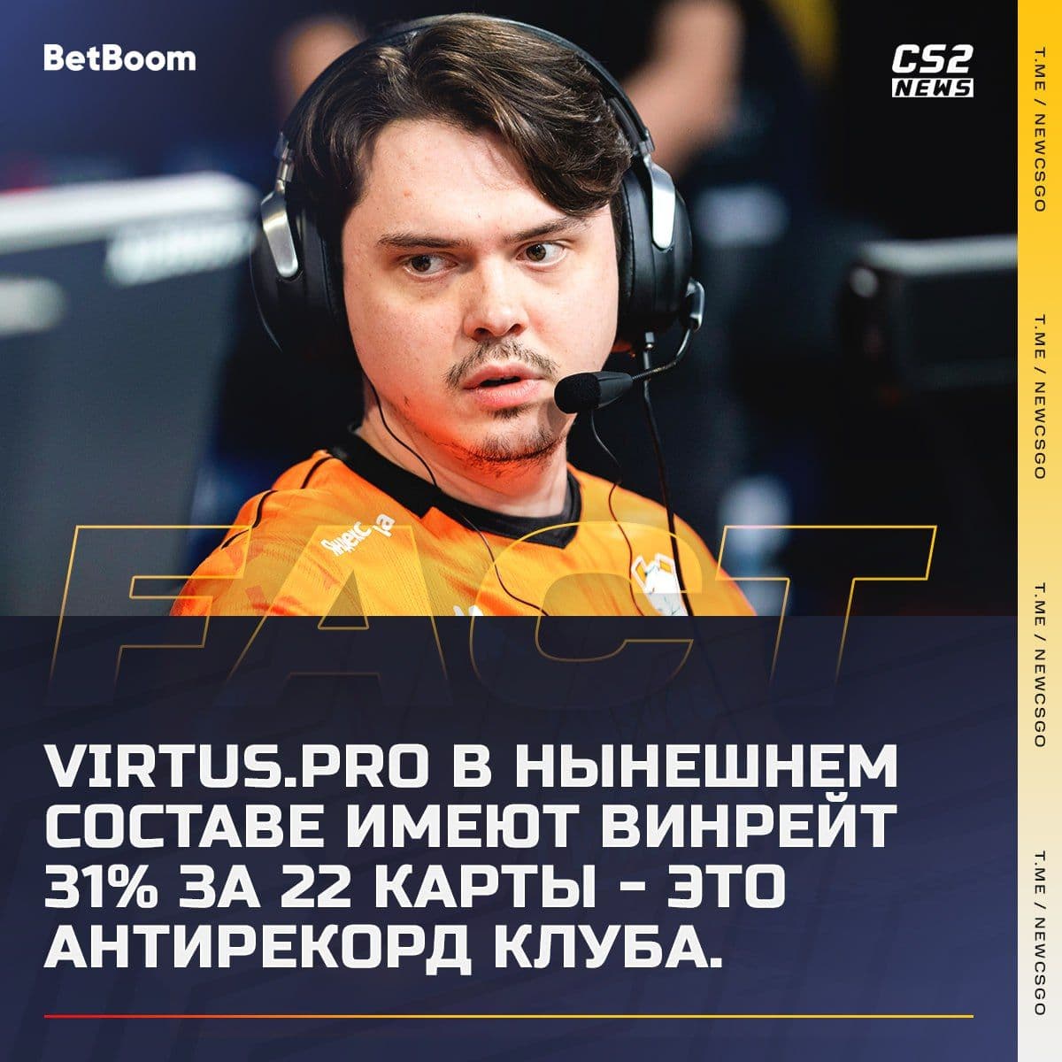 Тяжелые времена для российского клуба в CS2: 15 поражений и 7 побед на 22 картах