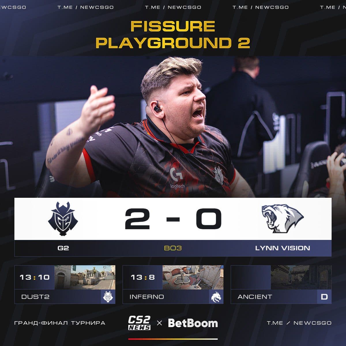 G2 Esports одерживают победу в первом матче на турнире по Counter-Strike 2