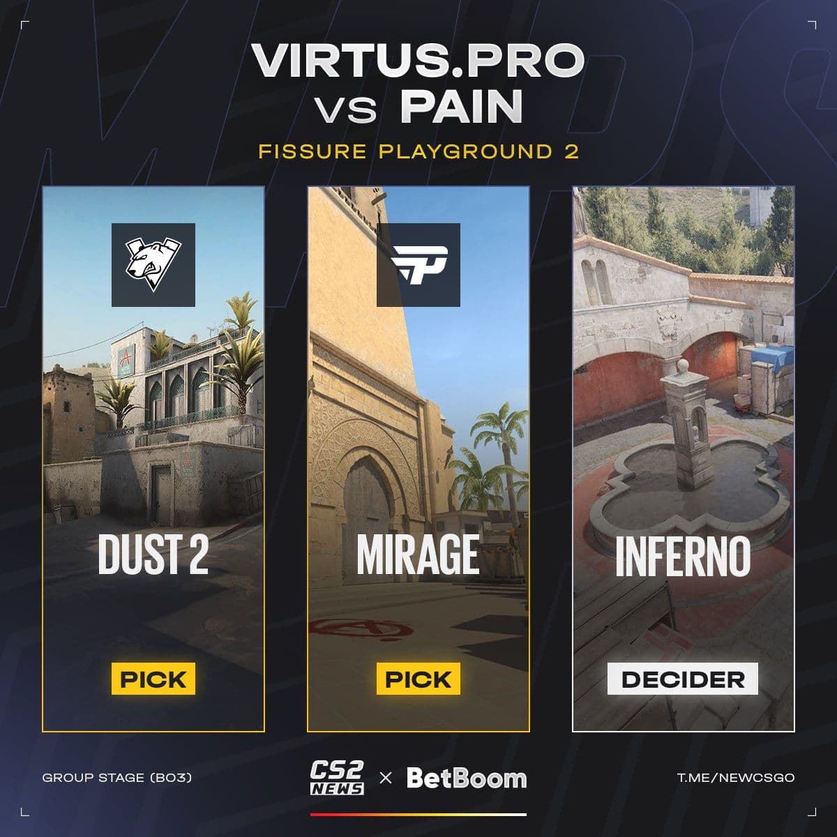 Финальный матч группового этапа FISSURE Playground 2: Virtus.pro против paiN