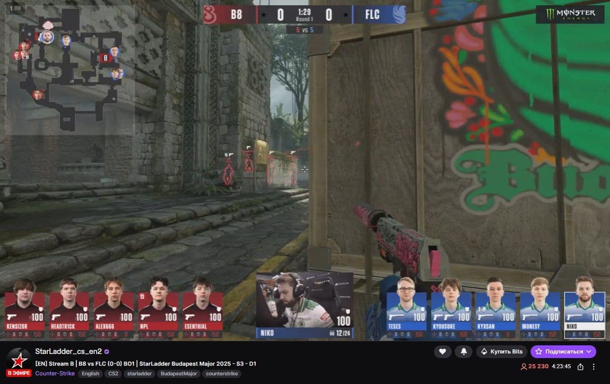 Falcons и B8 сходятся в напряженном матче на мажоре по CS2