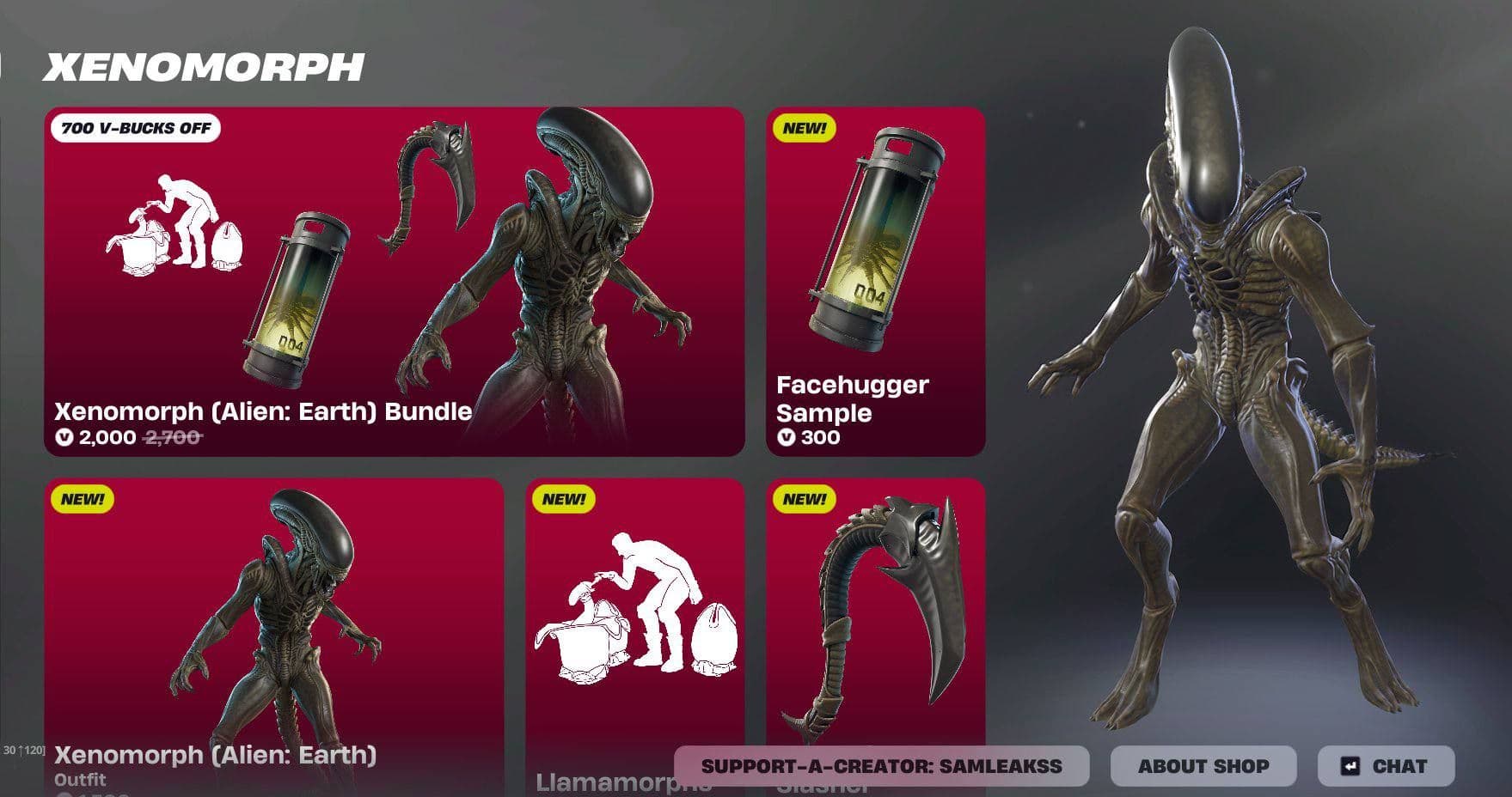 В магазине Fortnite появился новый скин Чужого